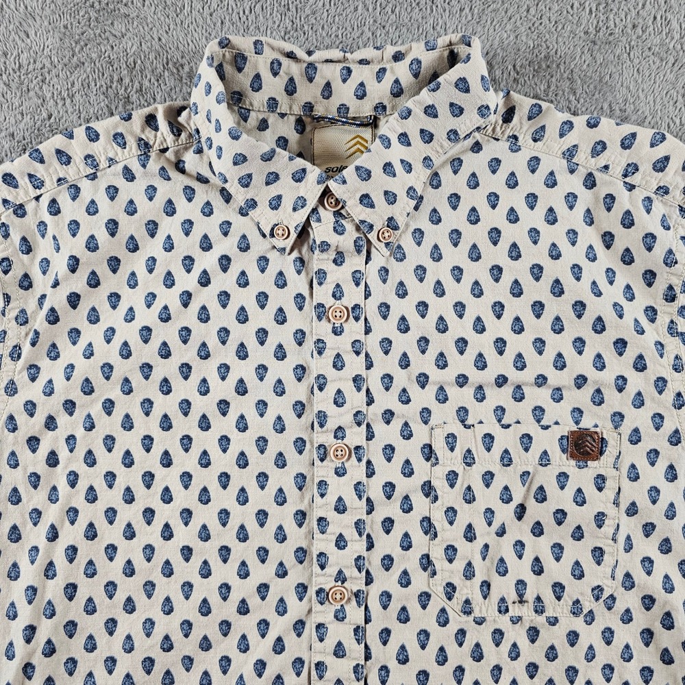 Solaris Outdoors Mens Large Blue Arrowhead Print Short Sleeve Cotton Button Down